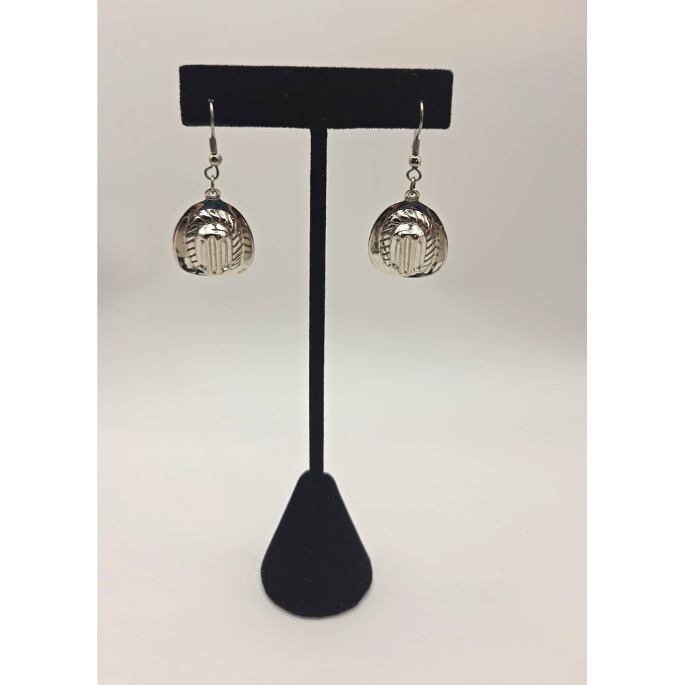 Vintage nos 92 sterling silver cowboy hat Dangle/Drop Hook Earrings